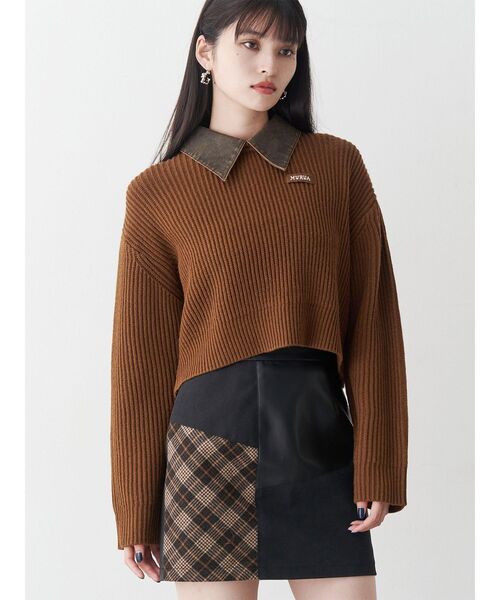 MURUA（ムルーア）の「デザインカラーニット（ニット/セーター・レディース・レッド/ブラック/ブラウン・FREE）」の2枚目の写真