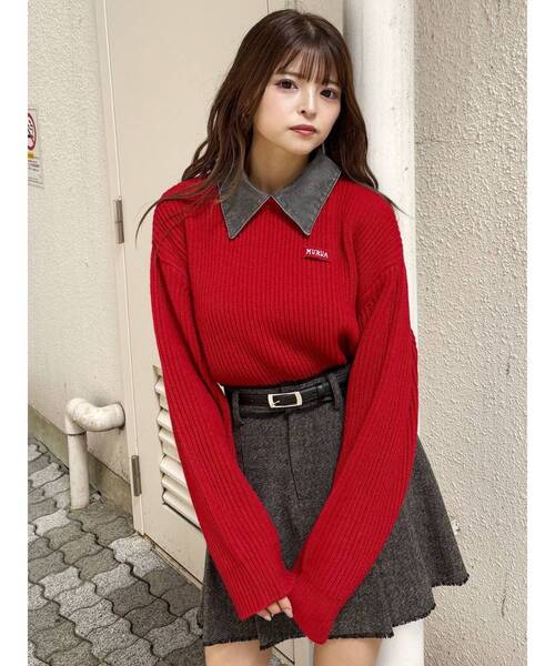 MURUA（ムルーア）の「デザインカラーニット（ニット/セーター・レディース・レッド/ブラック/ブラウン・FREE）」の19枚目の写真