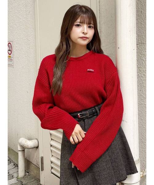 MURUA（ムルーア）の「デザインカラーニット（ニット/セーター・レディース・レッド/ブラック/ブラウン・FREE）」の16枚目の写真