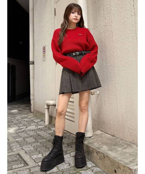 MURUA（ムルーア）の「デザインカラーニット（ニット/セーター・レディース・レッド/ブラック/ブラウン・FREE）」の10枚目の写真