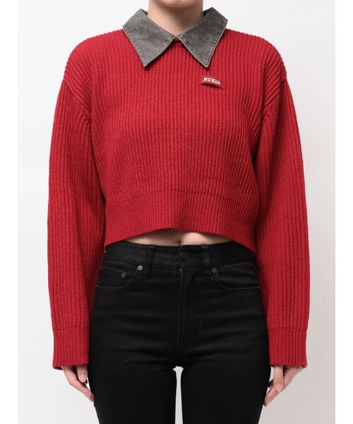 MURUA（ムルーア）の「デザインカラーニット（ニット/セーター・レディース・レッド/ブラック/ブラウン・FREE）」の6枚目の写真
