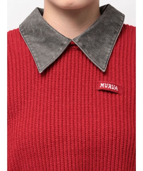 MURUA（ムルーア）の「デザインカラーニット（ニット/セーター・レディース・レッド/ブラック/ブラウン・FREE）」の7枚目の写真