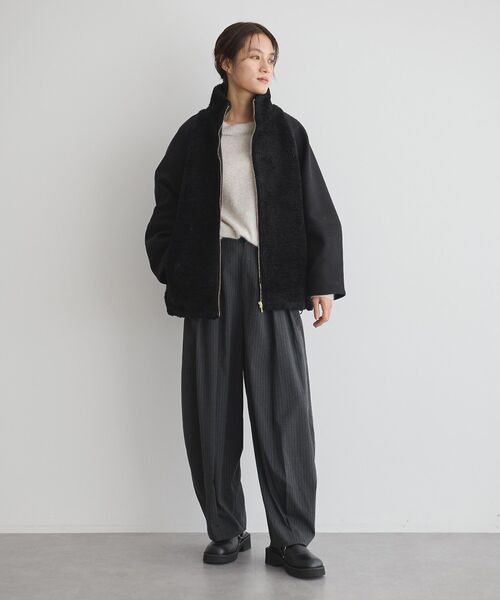 GARAGE OF GOOD CLOTHING（ガレージオブグッドクロージング）の「ストライプウールライク裾タックバレルパンツ（その他パンツ・レディース・グレー系その他2・38/36）」の10枚目の写真