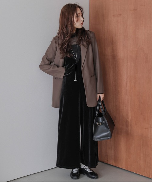 AMELY（エミリー）の「ベロアオールインワン（つなぎ/オールインワン・レディース・ブルー/ブラック/ネイビー/ブラウン・S/M/L）」の18枚目の写真