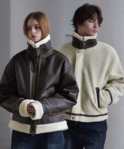 セール】【CLEL】4way Reversible Faux Shearling Jacket / 4way