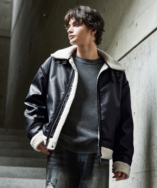 CLEL 4way リバーシブルフェイクムートンジャケット CLEL】4way Reversible Faux Shearling Jacket / 4way リバーシブル