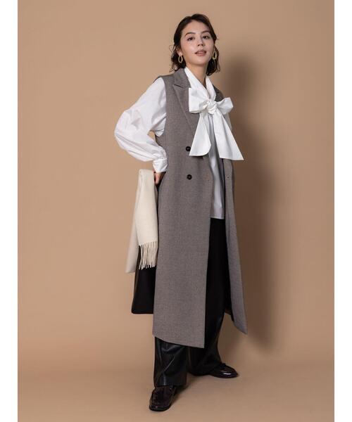 Te chichi（テチチ）の「ツイードロングジレ（セットアップ可）（ベスト・レディース・ブラウン/ベージュ・F）」の2枚目の写真