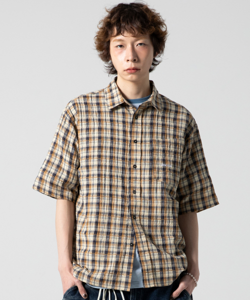 GLACK(グラック)の「GS013 ウォッシュドプレイドチェックシャツ (ネイビー)(シャツ/ブラウス・レディース・その他・MEDIUM/LARGE)」の2枚目の写真
