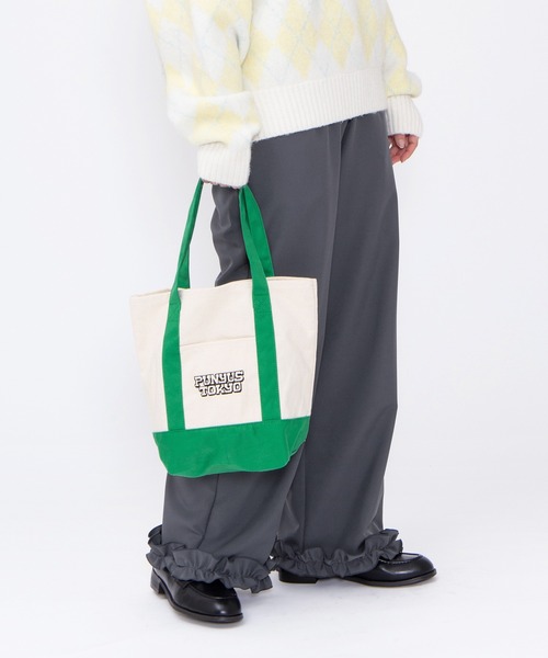 PUNYUS（プニュズ）の「ロゴ刺繍キャンバスミニトートバッグ（トートバッグ・レディース・グリーン・FREE）」の2枚目の写真