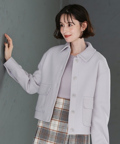 31 Sons de mode（トランテアン　ソン　ドゥ　モード）の「2025秋冬新作 ステンカラーポケットショートコート（チェスターコート・レディース・ブラック/ブラウン/ライトグレー・S/M）」の6枚目の写真