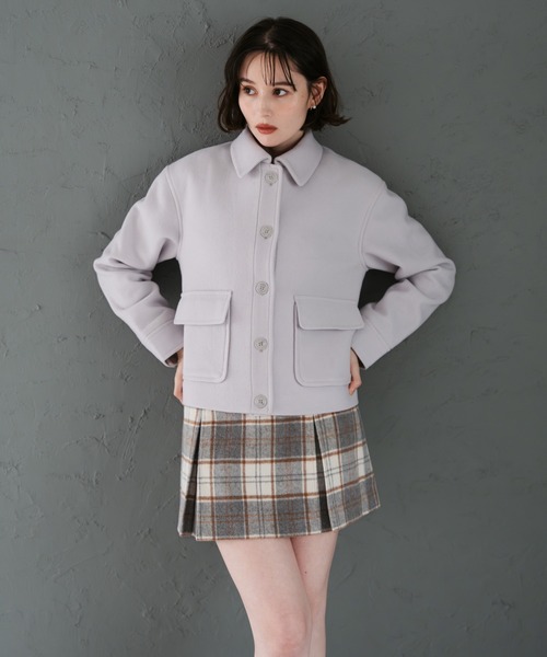 31 Sons de mode（トランテアン　ソン　ドゥ　モード）の「2025秋冬新作 ステンカラーポケットショートコート（チェスターコート・レディース・ブラック/ブラウン/ライトグレー・S/M）」の5枚目の写真