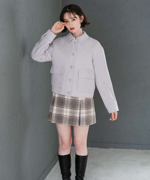 31 Sons de mode（トランテアン　ソン　ドゥ　モード）の「2025秋冬新作 ステンカラーポケットショートコート（チェスターコート・レディース・ブラック/ブラウン/ライトグレー・S/M）」の4枚目の写真