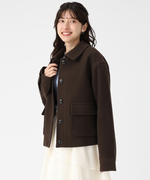 31 Sons de mode（トランテアン　ソン　ドゥ　モード）の「2025秋冬新作 ステンカラーポケットショートコート（チェスターコート・レディース・ブラック/ブラウン/ライトグレー・S/M）」の8枚目の写真