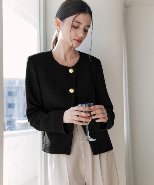 ZEROSTREET（ゼロストリート）の「スリットツイードジャケット / ブラック（その他アウター・レディース・ブラック・SMALL/MEDIUM）」の3枚目の写真