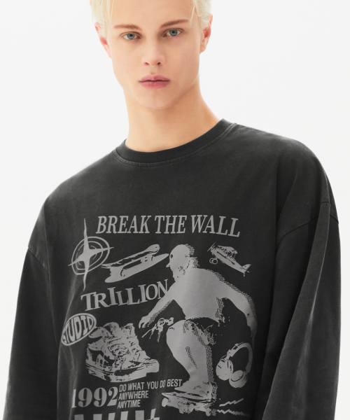 TRILLION(トリリオン)の「スケートボードピグメントグラフィックロングスリーブ(CHARCOAL)(Tシャツ/カットソー・レディース・その他・MEDIUM/LARGE/X-LARGE)」の2枚目の写真