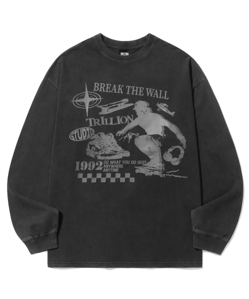 TRILLION(トリリオン)の「スケートボードピグメントグラフィックロングスリーブ(CHARCOAL)(Tシャツ/カットソー・レディース・その他・MEDIUM/LARGE/X-LARGE)」の4枚目の写真
