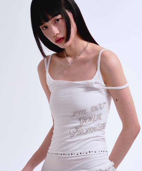 PRENDA(プレンダ)の「HOTFIX SLIM BASIC SLEEVE LESS WHITE(Tシャツ/カットソー・レディース・その他・FREE)」の1枚目の写真