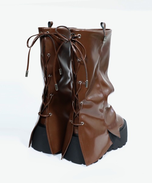 hiamu(ヒアム)の「レースアップロングプラットフォームブーツ/2025 AW NEW COLLECTION(ブーツ・レディース・ブラウン/ブラック系その他/ブラック・23.0cm/23.5cm/24.0cm/24.5cm/25.0cm)」の21枚目の写真