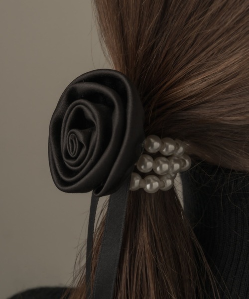 muku（ムク）の「HAIRTIE/ROSE×PEARL（ヘアゴム・レディース・ブラック・FREE）」の7枚目の写真
