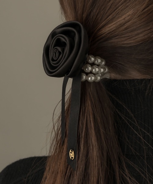 muku（ムク）の「HAIRTIE/ROSE×PEARL（ヘアゴム・レディース・ブラック・FREE）」の6枚目の写真