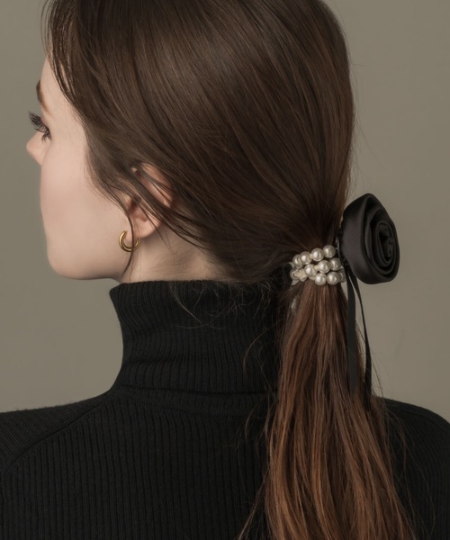 muku（ムク）の「HAIRTIE/ROSE×PEARL（ヘアゴム・レディース・ブラック・FREE）」の11枚目の写真