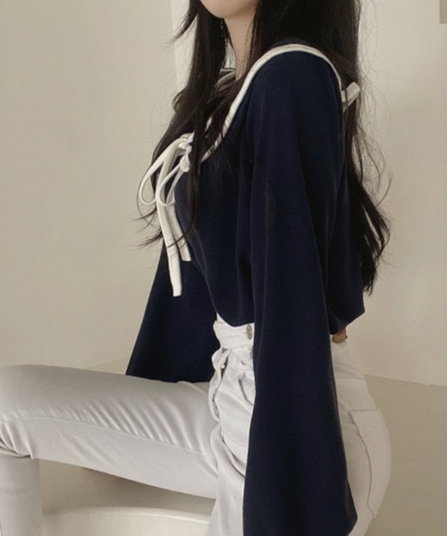 SallyLunn(サリーラン)の「丸襟リボン長袖ブラウス(シャツ/ブラウス・レディース・ブラック/ベージュ/ホワイト・LARGE/MEDIUM)」の4枚目の写真