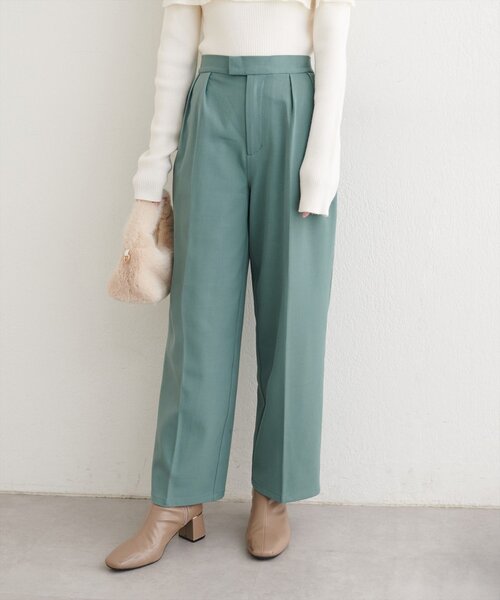 natural couture(ナチュラルクチュール)の「タックスラックスパンツ(スラックス・レディース・ピンク/グリーン/チャコールグレー・SMALL/MEDIUM)」の11枚目の写真