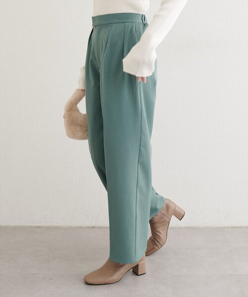 natural couture(ナチュラルクチュール)の「タックスラックスパンツ(スラックス・レディース・ピンク/グリーン/チャコールグレー・SMALL/MEDIUM)」の12枚目の写真