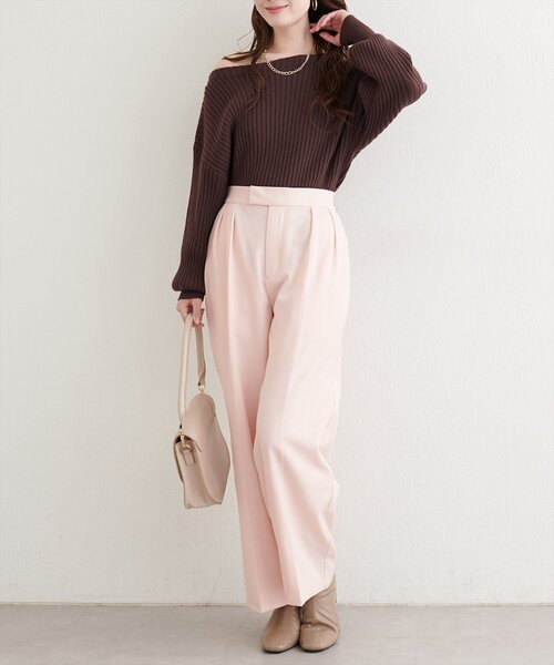 natural couture(ナチュラルクチュール)の「タックスラックスパンツ(スラックス・レディース・ピンク/グリーン/チャコールグレー・SMALL/MEDIUM)」の7枚目の写真