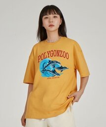 ポリゴンドルフィンラウンドネック15番手綿半袖Tシャツ_チェダー