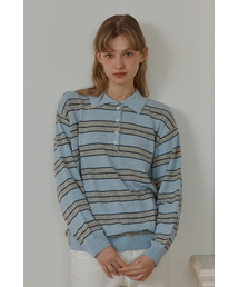 ANC STRIPE COLLAR KNIT_SKY BLUE