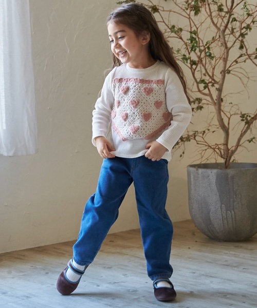 petit main（プティマイン）の「【裏起毛】デニムバレルパンツ（デニムパンツ・キッズ・ブルー/サックスブルー・80ｃｍ/120cm/100cm/110cm/90cm/130cm）」の2枚目の写真