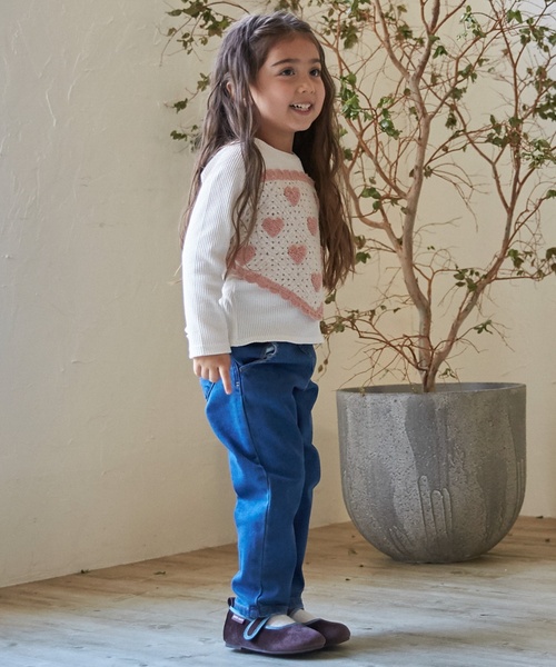 petit main（プティマイン）の「【裏起毛】デニムバレルパンツ（デニムパンツ・キッズ・ブルー/サックスブルー・80ｃｍ/120cm/100cm/110cm/90cm/130cm）」の4枚目の写真