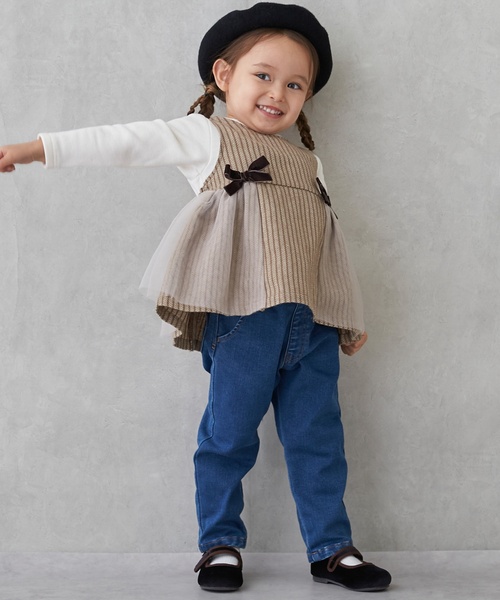 petit main（プティマイン）の「【裏起毛】デニムバレルパンツ（デニムパンツ・キッズ・ブルー/サックスブルー・80ｃｍ/120cm/100cm/110cm/90cm/130cm）」の6枚目の写真