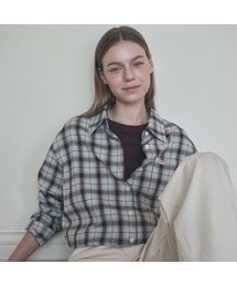 Oversize Checked Shirt - Beige Burgundy