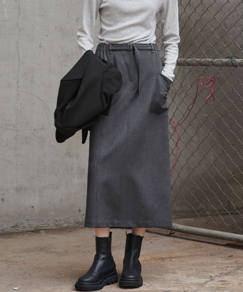 MALOUPE（マロップ）の「3107 ストレッチHラインスカート（ダークグレー）（スカート・レディース・チャコール・SMALL/MEDIUM）」の5枚目の写真