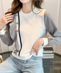 ONEP STAR（ワンピスター）の「チェック柄切替スウェットトップス（スウェット）」