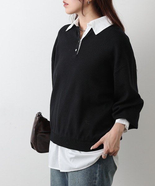 COLONY 2139(コロニートゥーワンスリーナイン)の「シャツドッキングニットプルオーバー(ニット/セーター・レディース・グレー/ブラック・FREE)」の20枚目の写真