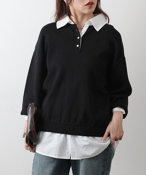 COLONY 2139(コロニートゥーワンスリーナイン)の「シャツドッキングニットプルオーバー(ニット/セーター・レディース・グレー/ブラック・FREE)」の19枚目の写真