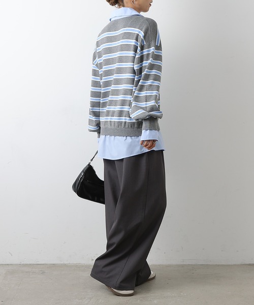 COLONY 2139(コロニートゥーワンスリーナイン)の「シャツドッキングニットプルオーバー(ニット/セーター・レディース・グレー/ブラック・FREE)」の5枚目の写真