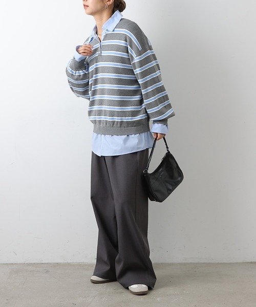 COLONY 2139(コロニートゥーワンスリーナイン)の「シャツドッキングニットプルオーバー(ニット/セーター・レディース・グレー/ブラック・FREE)」の6枚目の写真