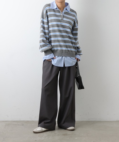 COLONY 2139(コロニートゥーワンスリーナイン)の「シャツドッキングニットプルオーバー(ニット/セーター・レディース・グレー/ブラック・FREE)」の4枚目の写真