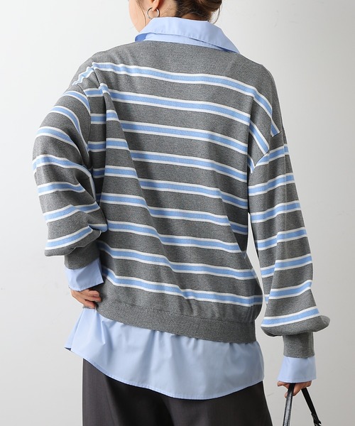 COLONY 2139(コロニートゥーワンスリーナイン)の「シャツドッキングニットプルオーバー(ニット/セーター・レディース・グレー/ブラック・FREE)」の18枚目の写真