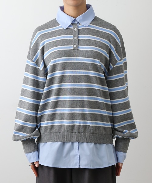 COLONY 2139(コロニートゥーワンスリーナイン)の「シャツドッキングニットプルオーバー(ニット/セーター・レディース・グレー/ブラック・FREE)」の8枚目の写真