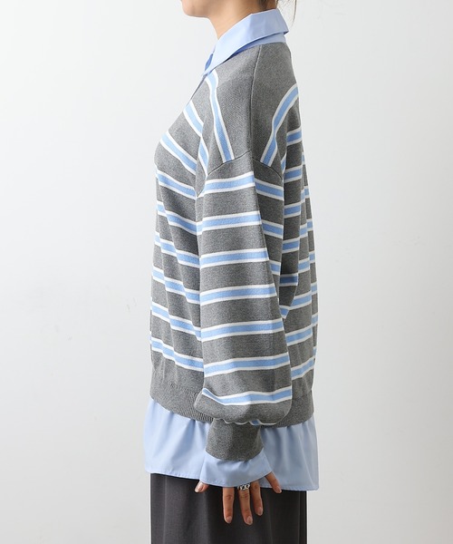 COLONY 2139(コロニートゥーワンスリーナイン)の「シャツドッキングニットプルオーバー(ニット/セーター・レディース・グレー/ブラック・FREE)」の9枚目の写真