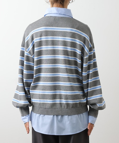 COLONY 2139(コロニートゥーワンスリーナイン)の「シャツドッキングニットプルオーバー(ニット/セーター・レディース・グレー/ブラック・FREE)」の10枚目の写真