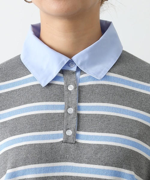 COLONY 2139(コロニートゥーワンスリーナイン)の「シャツドッキングニットプルオーバー(ニット/セーター・レディース・グレー/ブラック・FREE)」の11枚目の写真