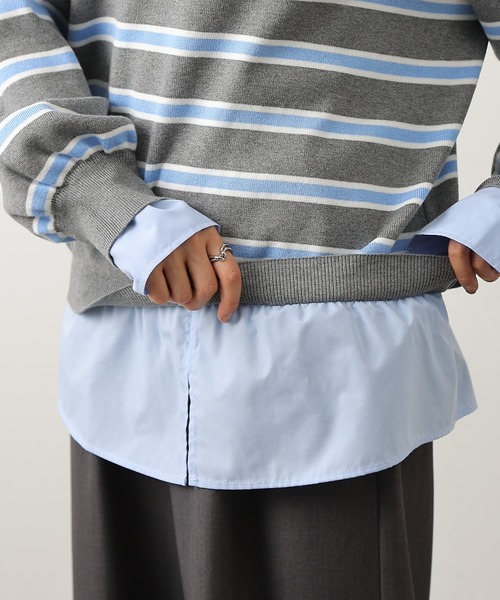 COLONY 2139(コロニートゥーワンスリーナイン)の「シャツドッキングニットプルオーバー(ニット/セーター・レディース・グレー/ブラック・FREE)」の14枚目の写真