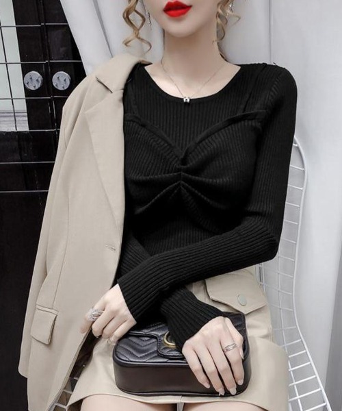 Flugge(フラッジー)の「ビスチェ付き長袖トップス(その他トップス・レディース・ブラック/ベージュ・MEDIUM/LARGE)」の3枚目の写真