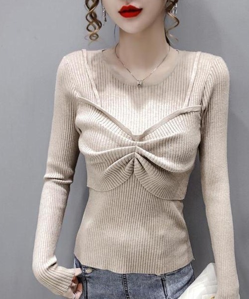 Flugge(フラッジー)の「ビスチェ付き長袖トップス(その他トップス・レディース・ブラック/ベージュ・MEDIUM/LARGE)」の4枚目の写真